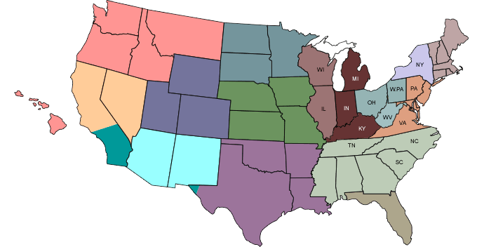 USA Map of Sales Reps