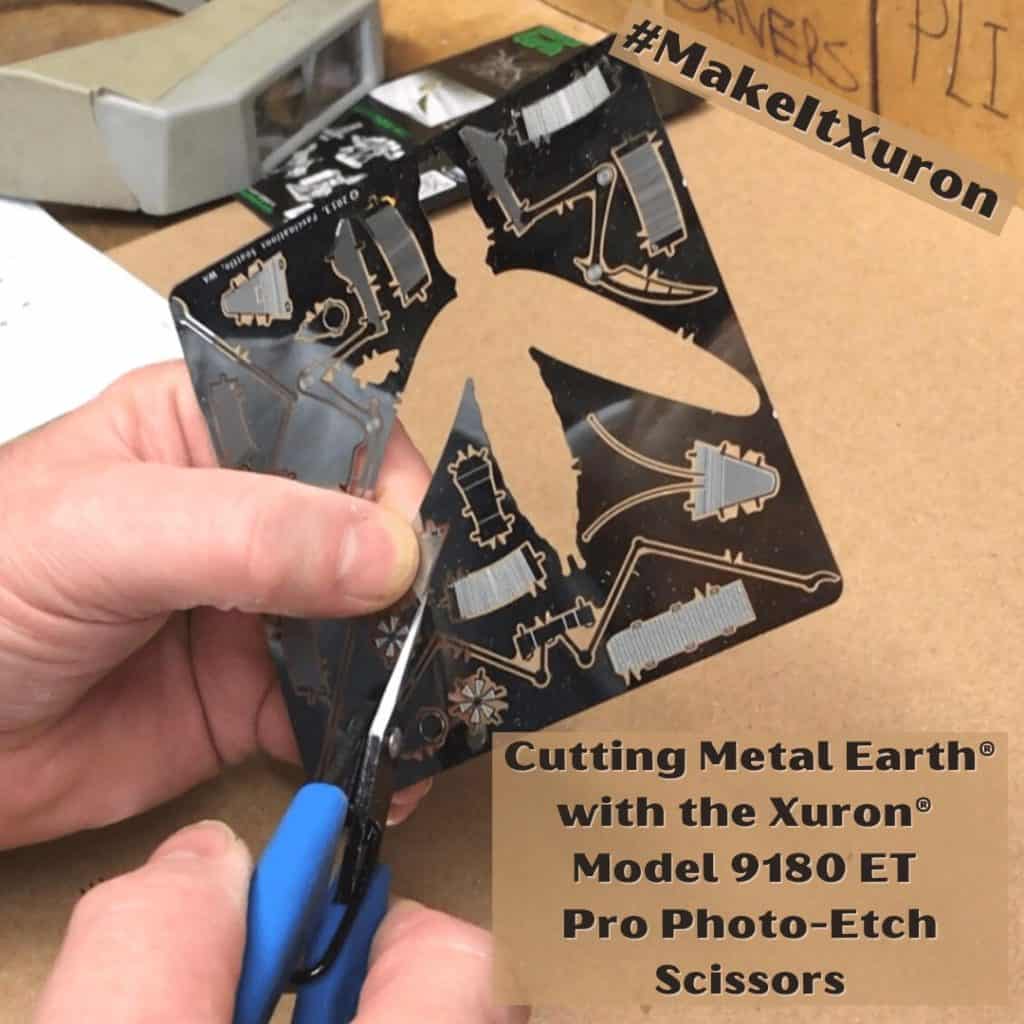 Cutting Metal Earth® with the Xuron® Model 9180 ET Pro Photo-Etch Scissors.