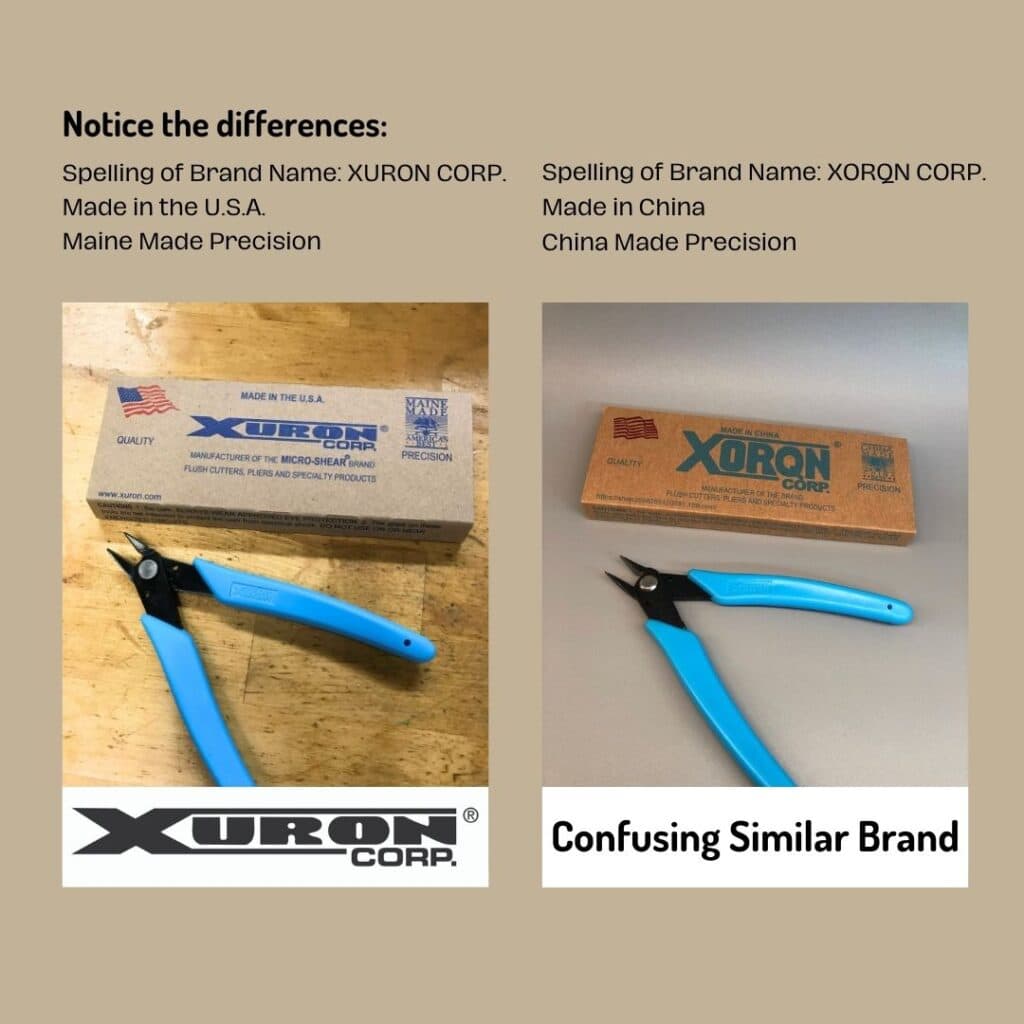 Notice the differences between a genuine Xuron® and a confusing brand similar.