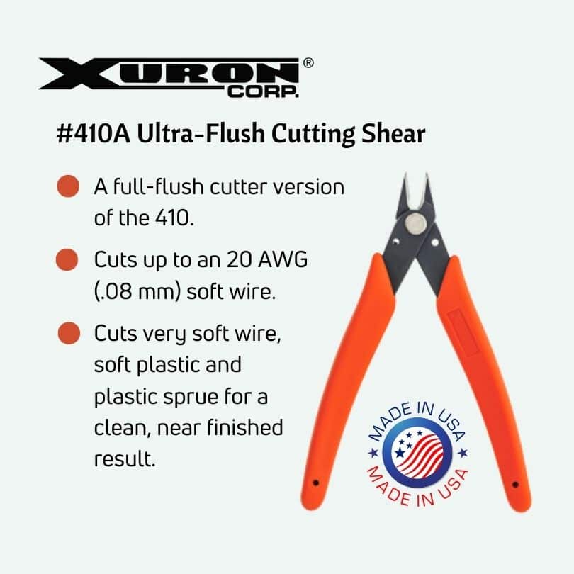 Xuron® 410A Ultra-Flush Cutting Shear is a useful tool for 3D printing and model railroad.