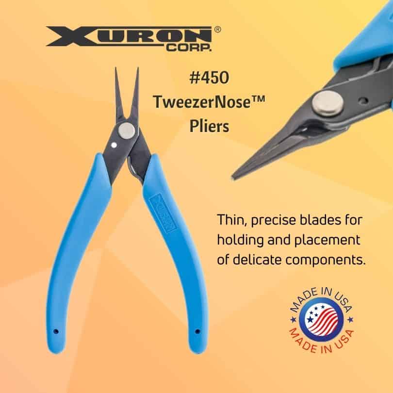 The Xuron® 450 TweezerNose™ Pliers is useful for 3D printing and model railroad projects.