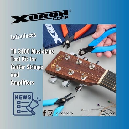 Xuron®’s TK 3400 Musicians Tool Kit  features three tools which are suited for use with virtually all types of acoustic and electric stringed instruments and power accessories.